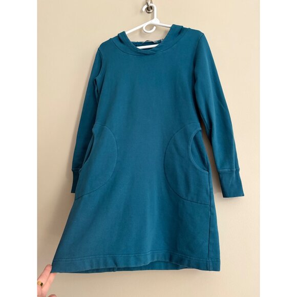 Horny Toad Fleece Lined Hoodie Sweater Dress Turquoise XS Cozy Warm Pullover - Picture 3 of 11